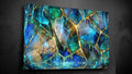 Arctic Gilt Crystal AcrylGlass Wall Art: Frozen Patina Blue & Gold Vein Decor