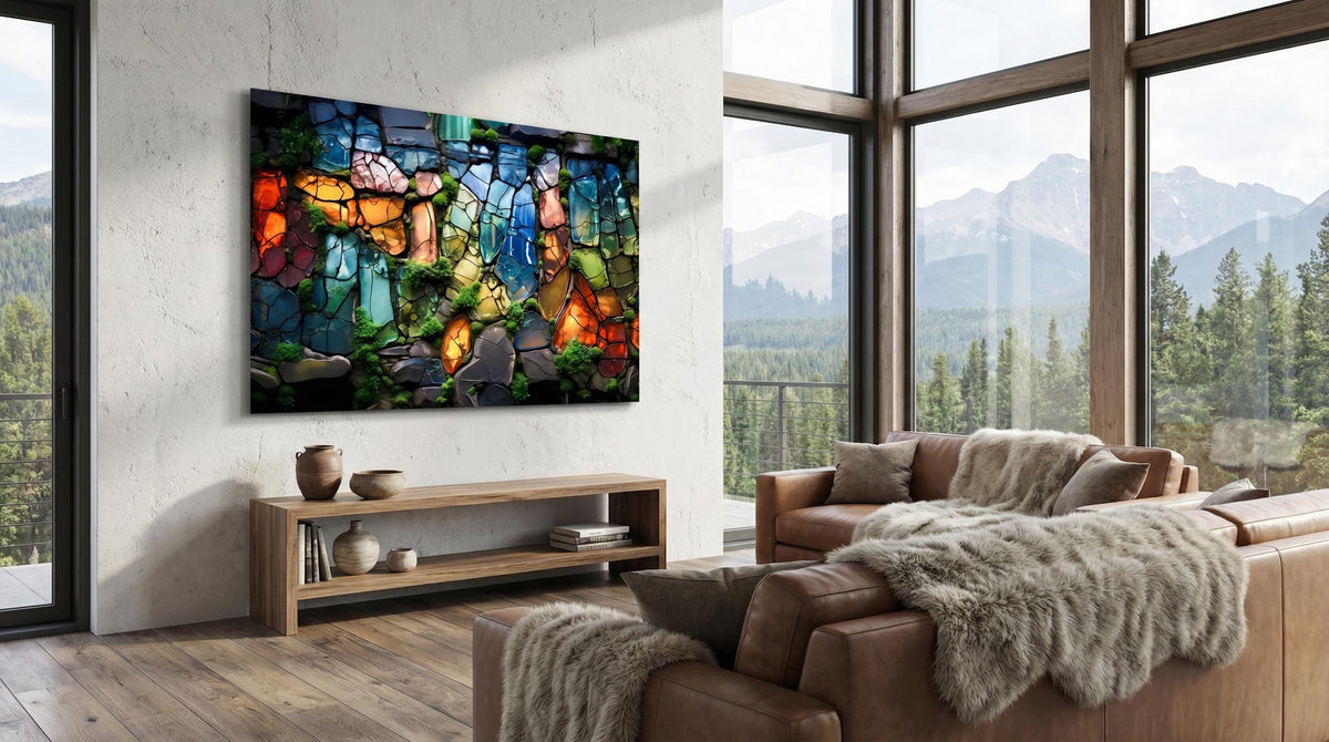 Moss & Gems Crystal Wall Art – Biophilic Home Decor