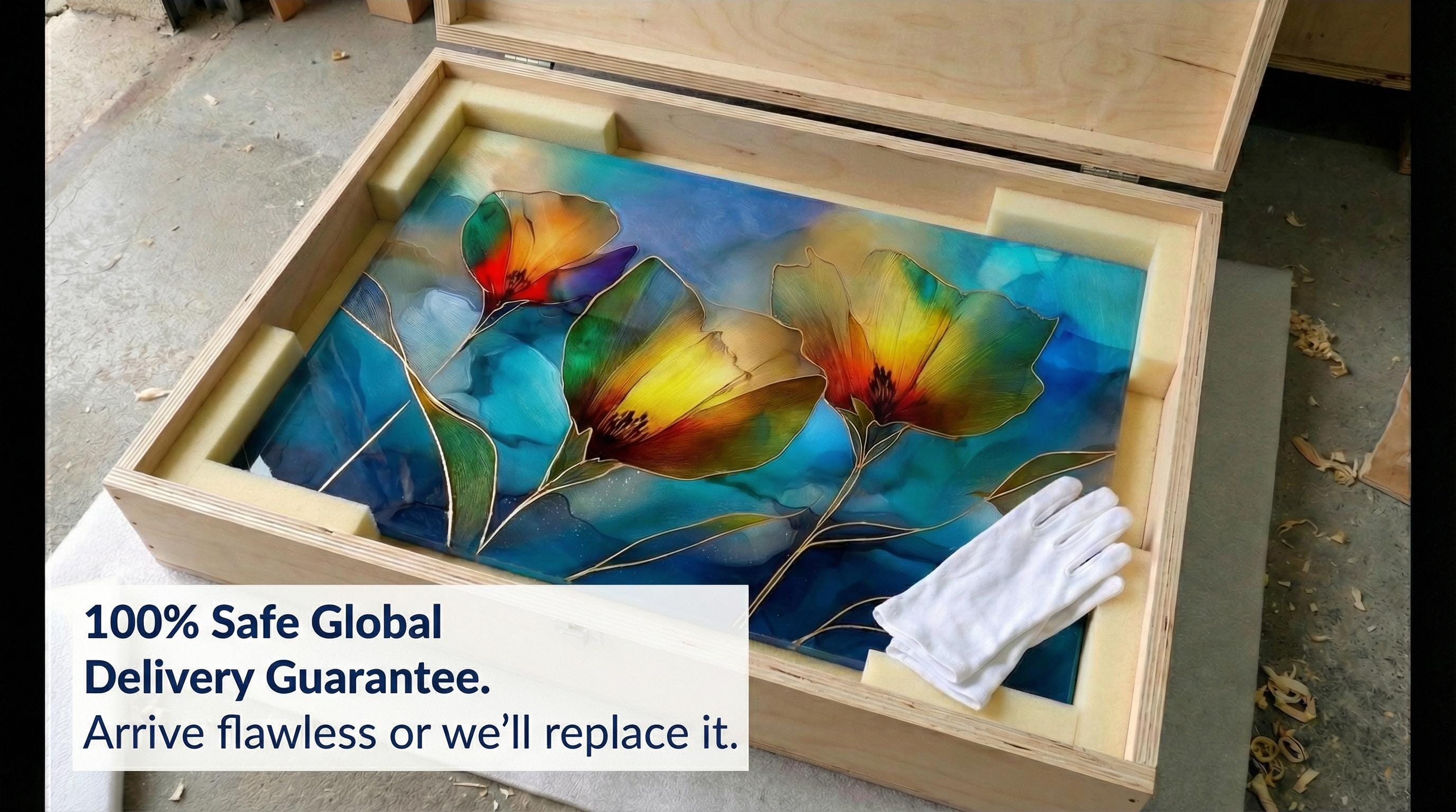 Golden Poppy Crystal AcrylicGlass Wall Art: Luxury Floral Decor