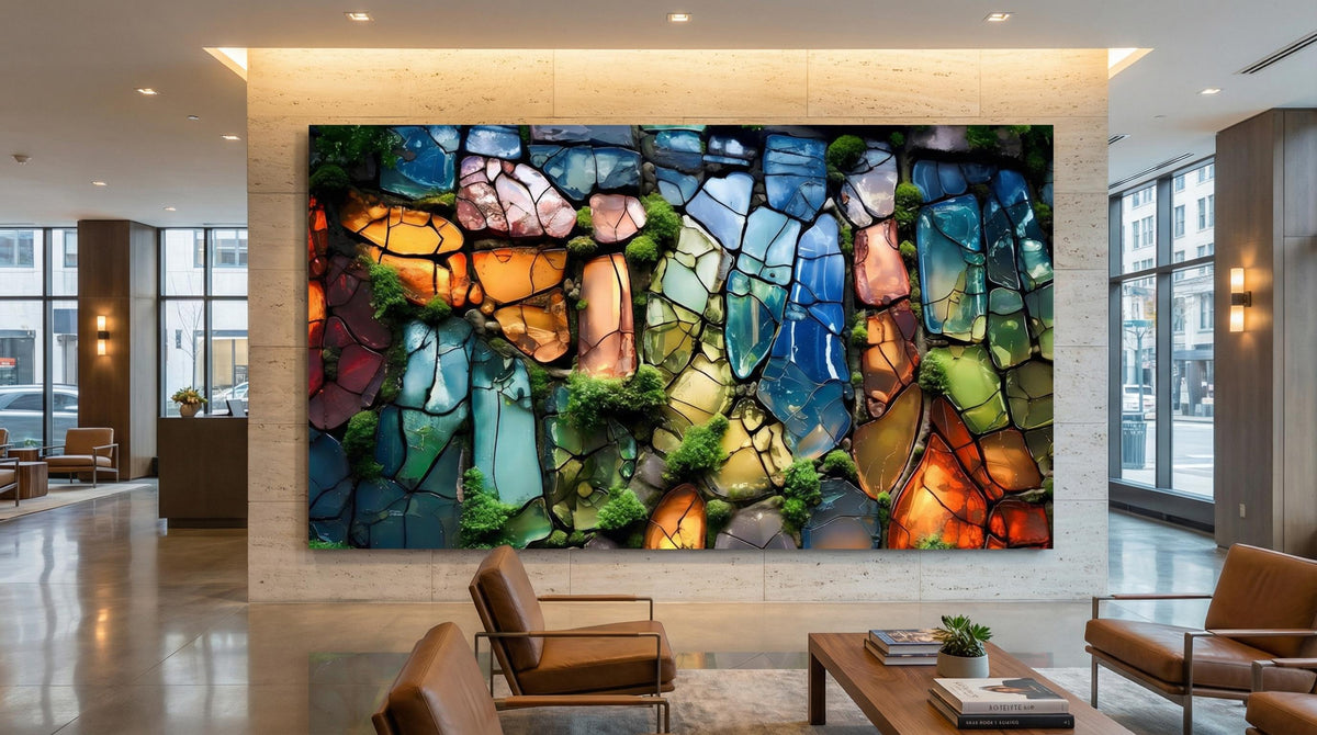 Moss & Gems Crystal Wall Art – Biophilic Home Decor