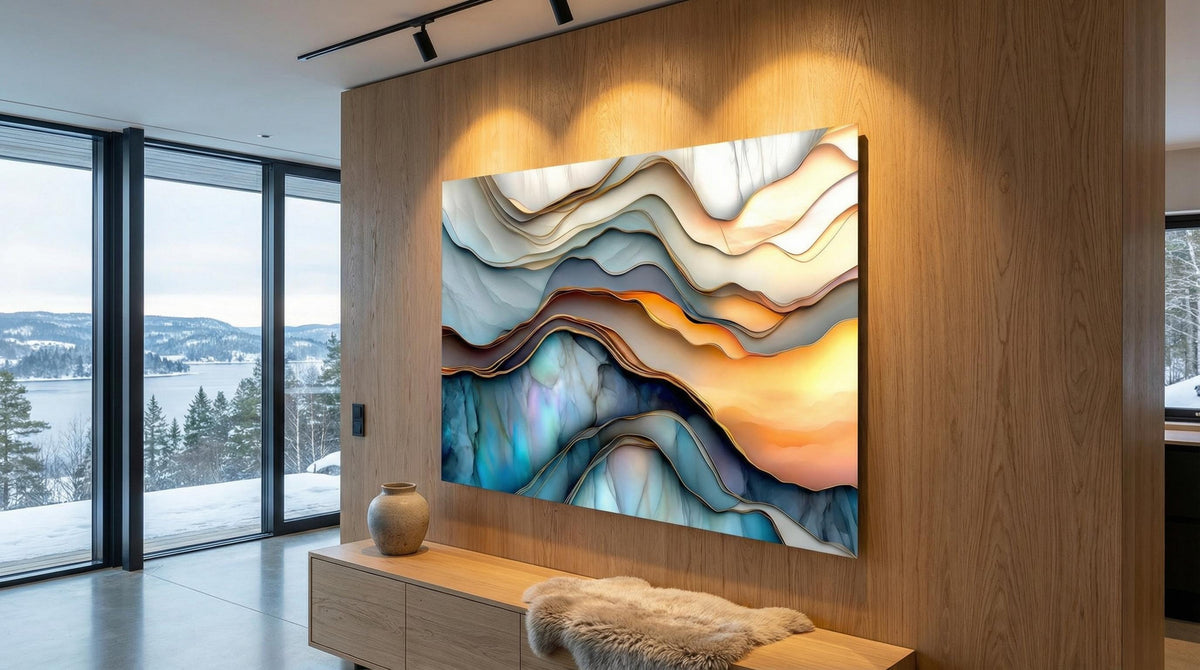 Calm Currents | Fluid 3D Crystal AcrylGlass Wall Art | Shatter-Resistant Abstract Decor for Minimalist Spaces