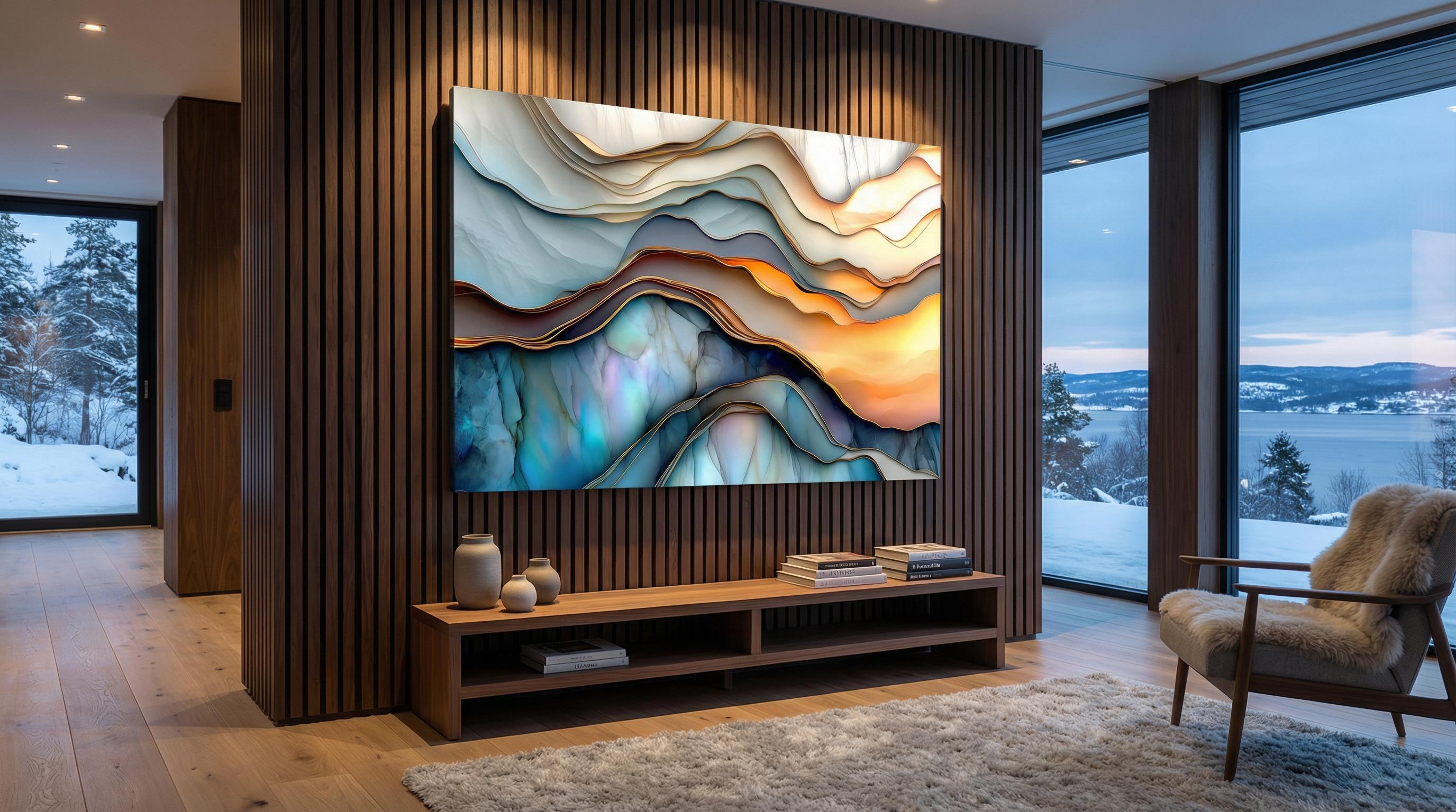Calm Currents | Fluid 3D Crystal AcrylGlass Wall Art | Shatter-Resistant Abstract Decor for Minimalist Spaces