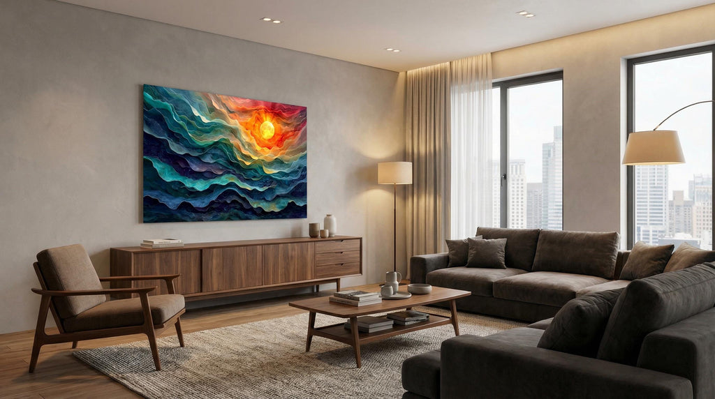 Sunquatic Acrylic Glass Wall Art: Contemporary Abstract Landscape