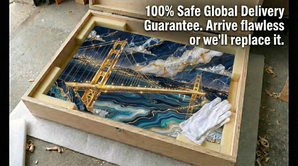 Golden Gate Bridge AcrylGlass Wall Art: Limited Edition Blue Agate 3D Effect (San Francisco)