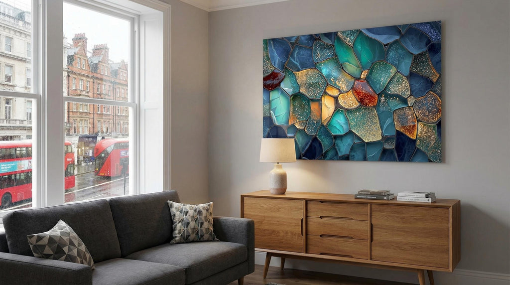 Palm Beach Triptych | Luminous Agate Gold Mosaic Crystal AcrylGlass Wall Art