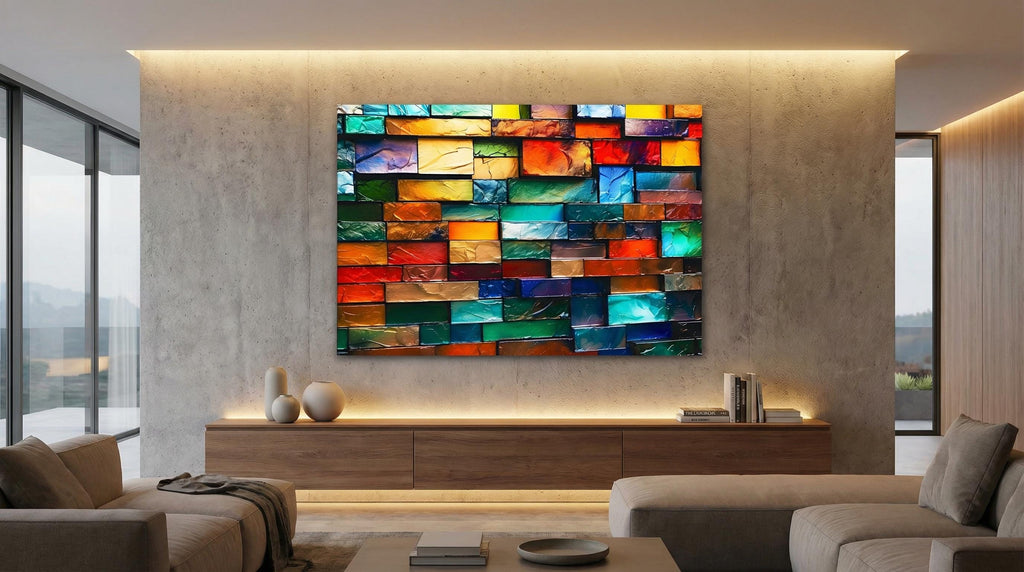 Marbella Crystal AcrylGlass 3D Wall Art: Jewel Tone Mosaic, Modern Home Decor