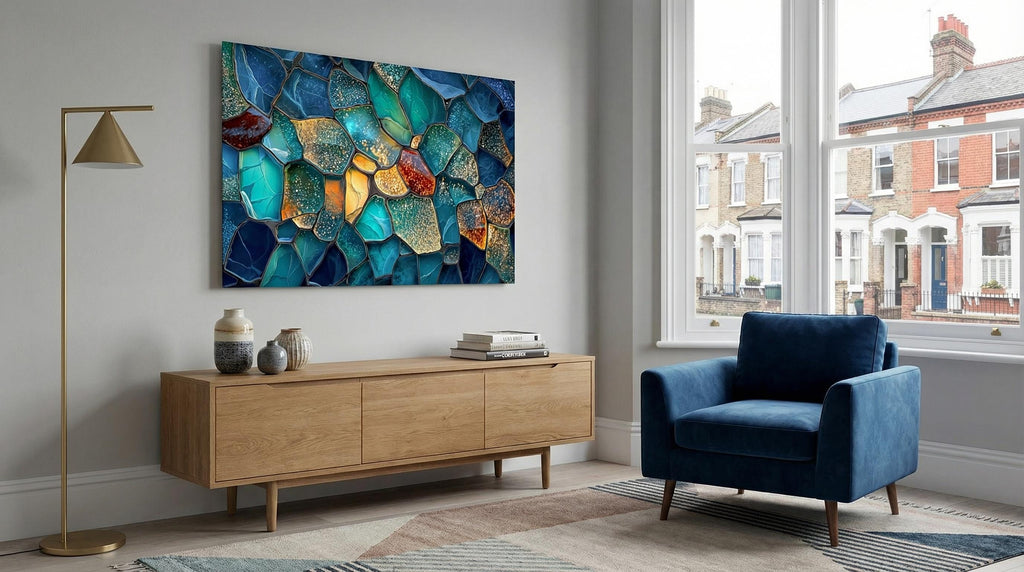 Palm Beach Triptych | Luminous Agate Gold Mosaic Crystal AcrylGlass Wall Art