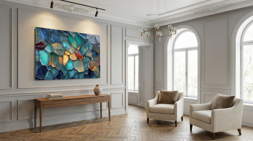Palm Beach Triptych | Luminous Agate Gold Mosaic Crystal AcrylGlass Wall Art