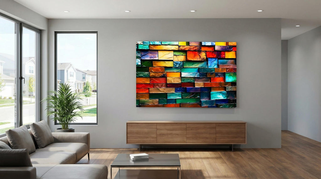 Marbella Crystal AcrylGlass 3D Wall Art: Jewel Tone Mosaic, Modern Home Decor