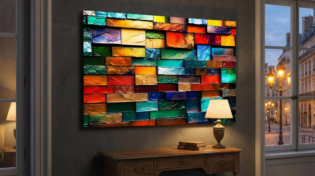 Marbella Crystal AcrylGlass 3D Wall Art: Jewel Tone Mosaic, Modern Home Decor