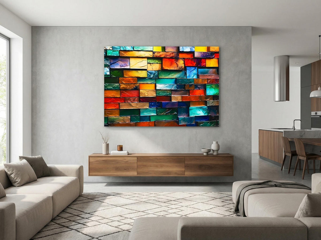 Marbella Crystal AcrylGlass 3D Wall Art: Jewel Tone Mosaic, Modern Home Decor