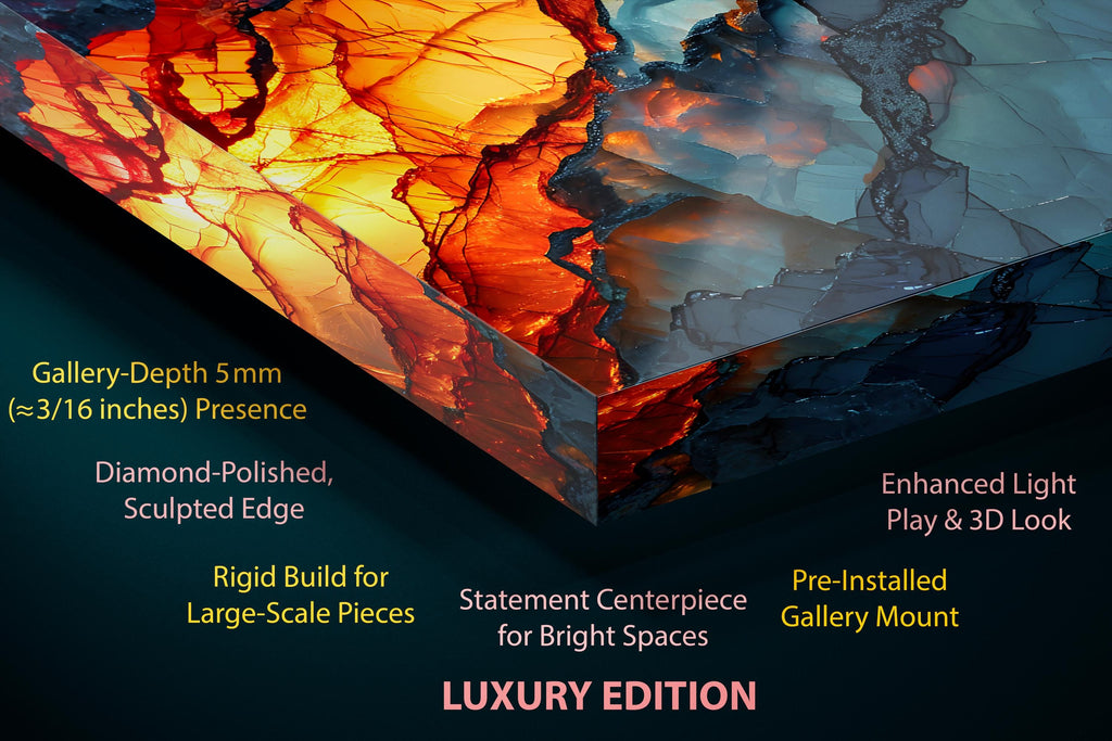Magnetic Solar Flair - Unique Wall Art: Impressing Volcano Crystal AcrylGlass Wall Decor
