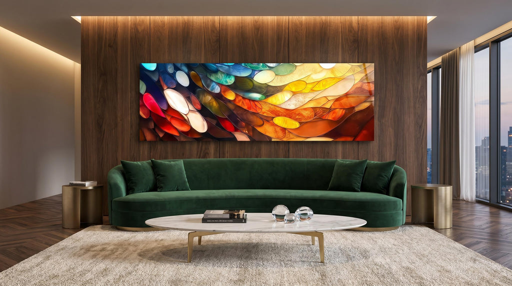 Oversized Amber Drift Acrylic Glass Wall Art: Modern 3D Light Play