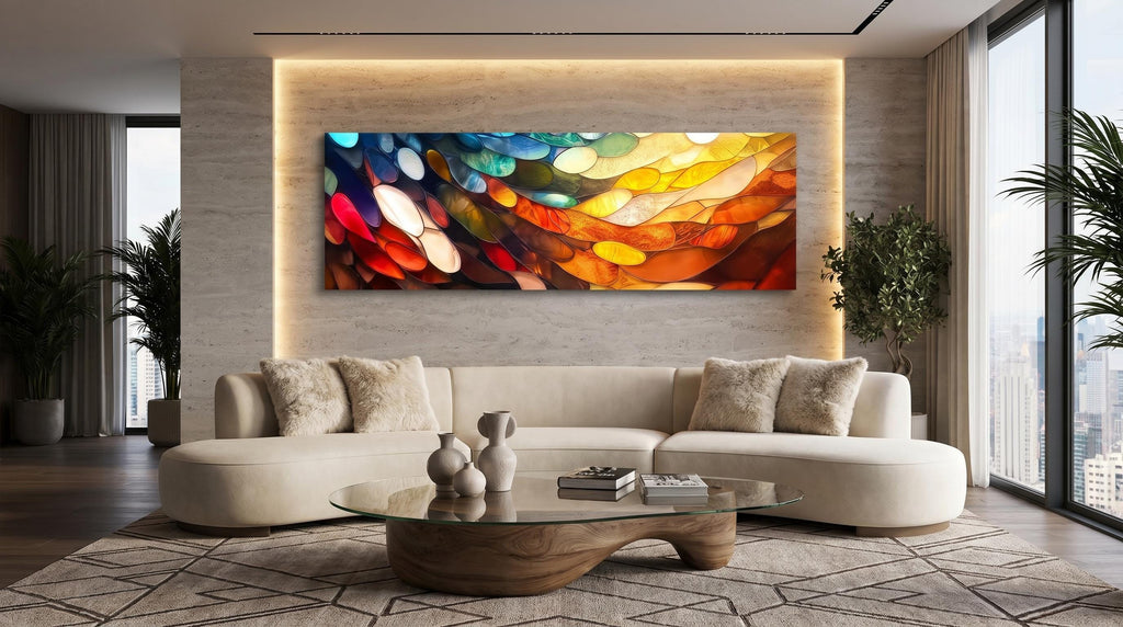 Oversized Amber Drift Acrylic Glass Wall Art: Modern 3D Light Play