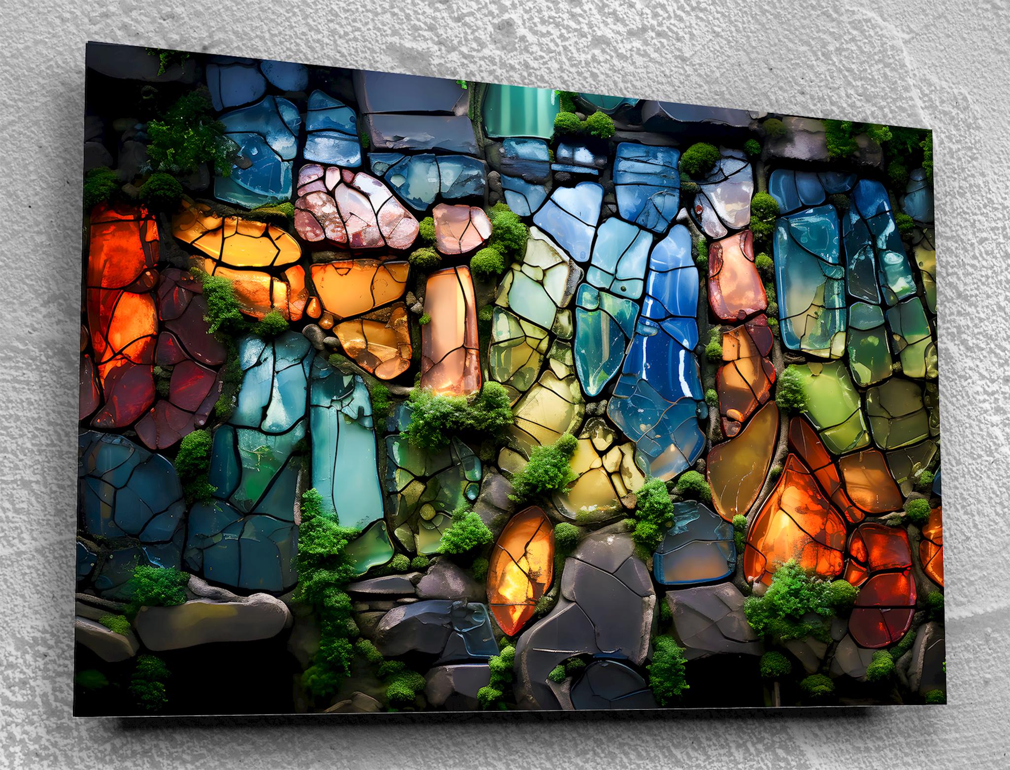 Moss & Gems Crystal Wall Art – Biophilic Home Decor