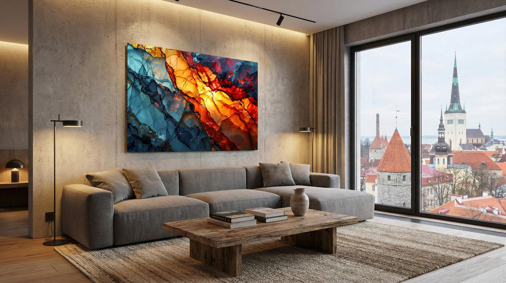 Magnetic Solar Flair - Unique Wall Art: Impressing Volcano Crystal AcrylGlass Wall Decor