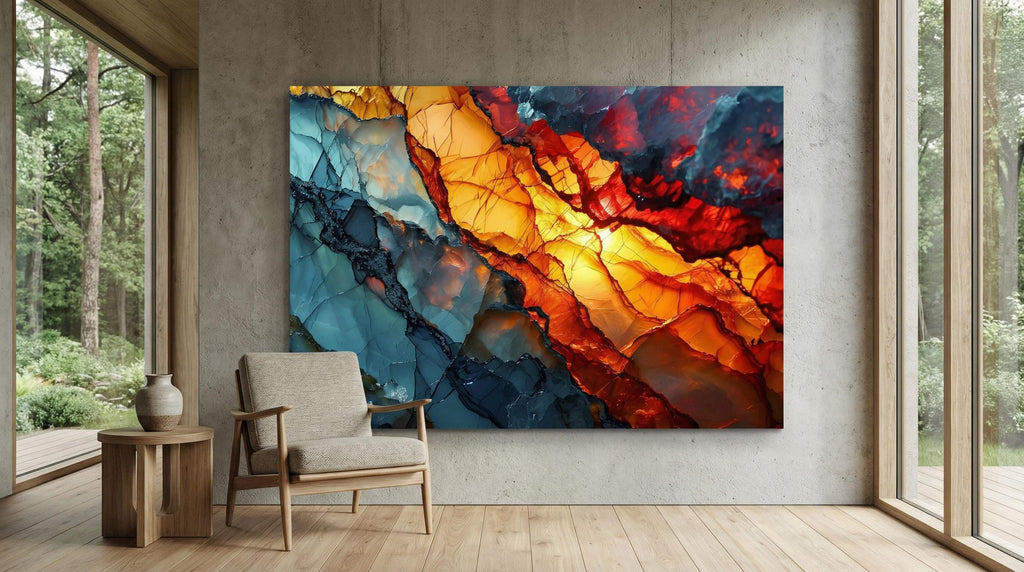 Magnetic Solar Flair - Unique Wall Art: Impressing Volcano Crystal AcrylGlass Wall Decor