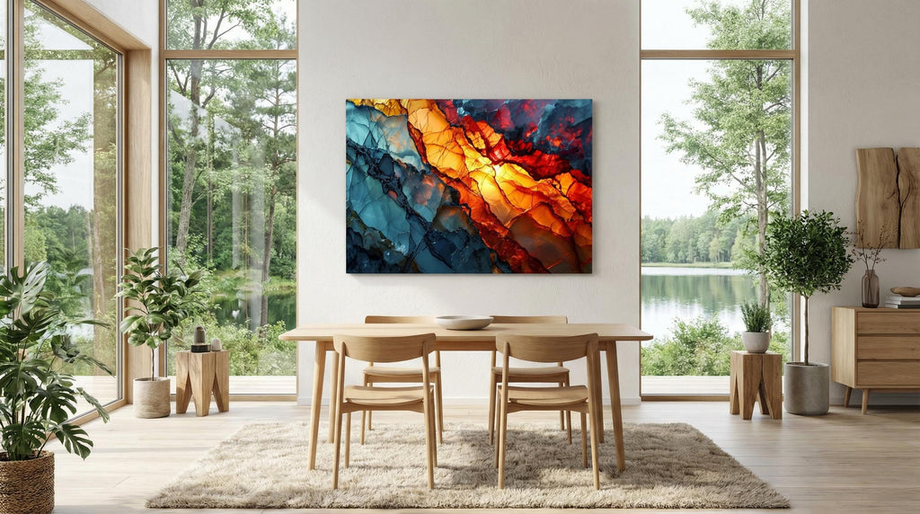 Magnetic Solar Flair - Unique Wall Art: Impressing Volcano Crystal AcrylGlass Wall Decor
