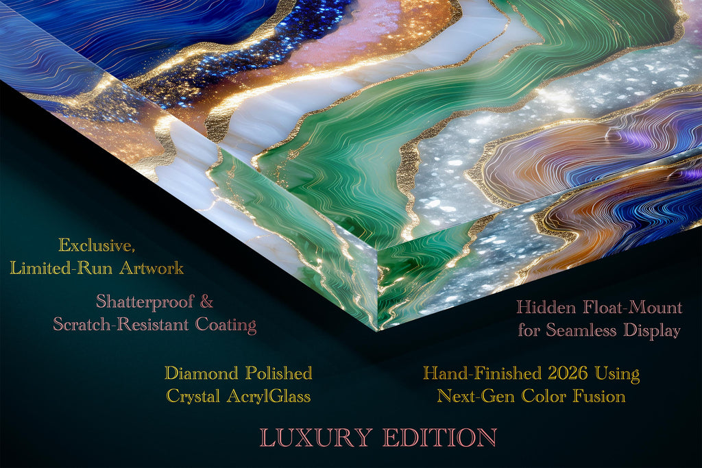 Emerald Sapphire Meridian Crystal AcrylGlass Wall Art