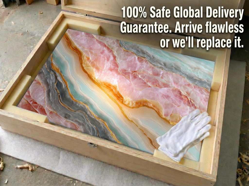 Blush Aqua Meridian Crystal AcrylGlass Wall Art, MedSpa and Beauty Clinic Decor