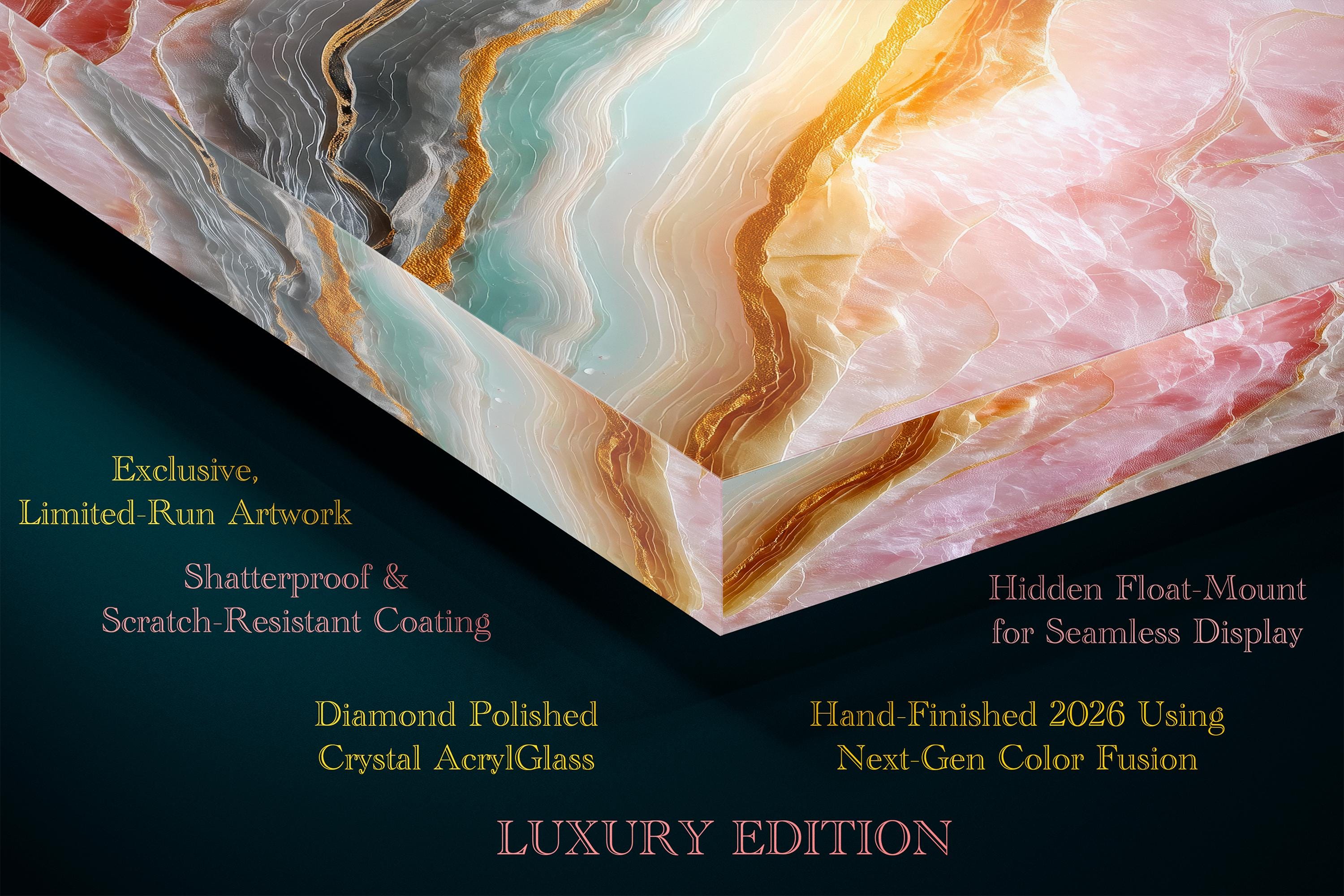 Blush Aqua Meridian Crystal AcrylGlass Wall Art, MedSpa and Beauty Clinic Decor