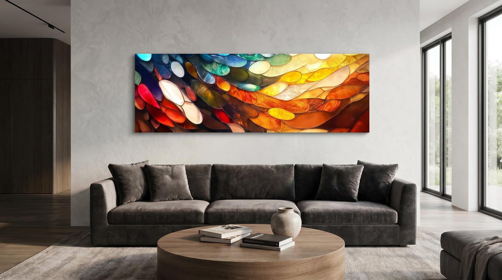 Oversized Amber Drift Acrylic Glass Wall Art: Modern 3D Light Play
