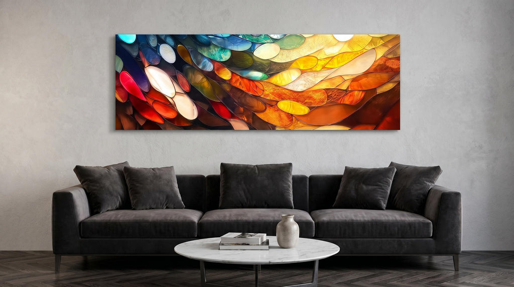 Oversized Amber Drift Acrylic Glass Wall Art: Modern 3D Light Play