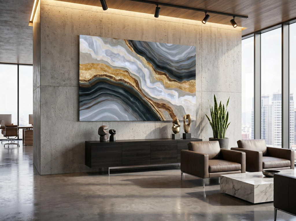 Onyx Pearl Strata Crystal AcrylGlass Wall Art, Executive Office and Boardroom Decor