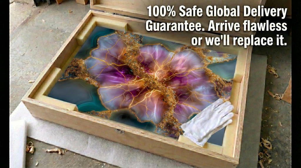 Rose Quartz Bloom & Amethyst Geode Crystal AcrylGlass Wall Art, Gold Abstract Luxury Decor