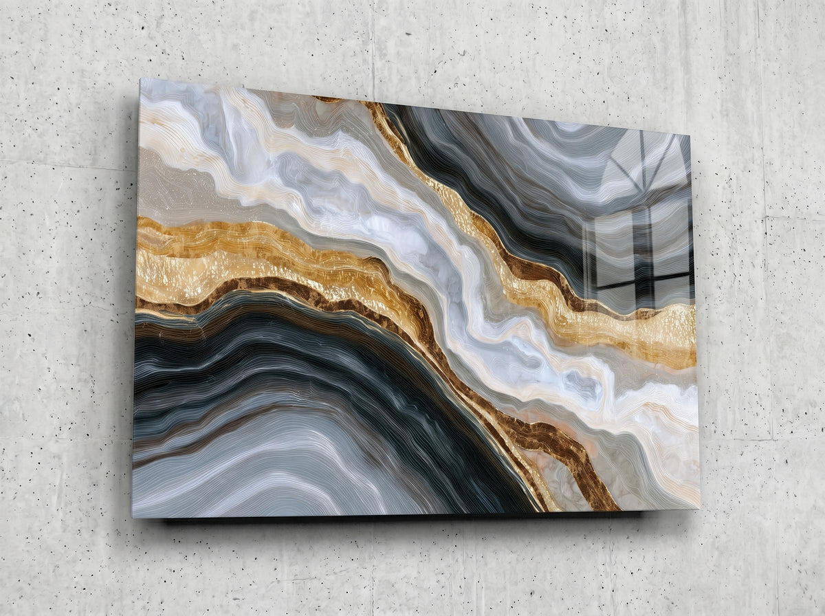 Onyx Pearl Strata Crystal AcrylGlass Wall Art, Executive Office and Boardroom Decor