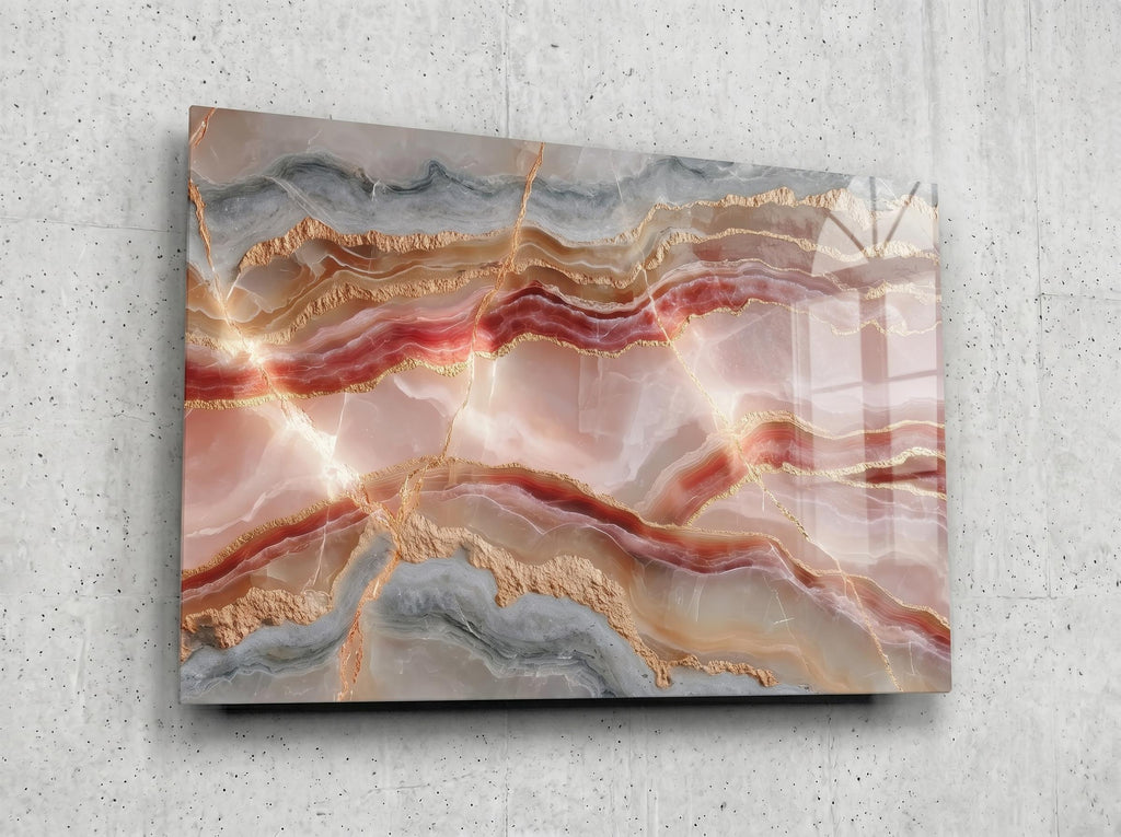 Rose Champagne Crystal AcrylGlass Wall Art, Modern Clinic Studio Decor