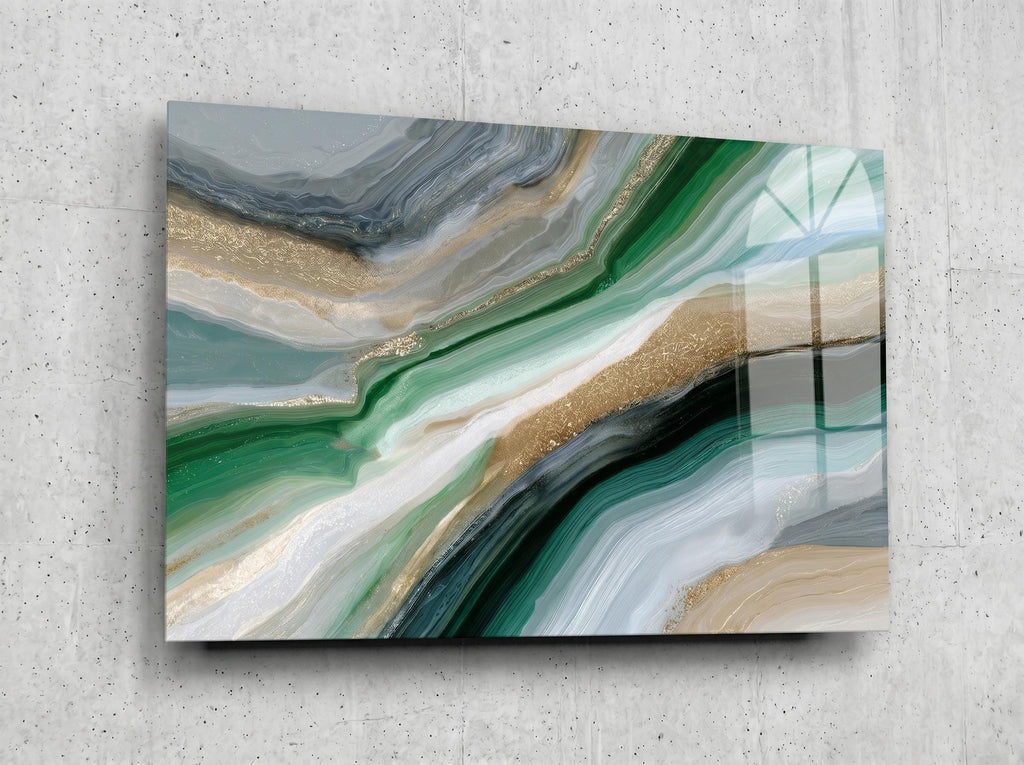 Jade Onyx Serenity Crystal AcrylGlass Wall Art, Luxury Spa and Wellness Clinic Decor