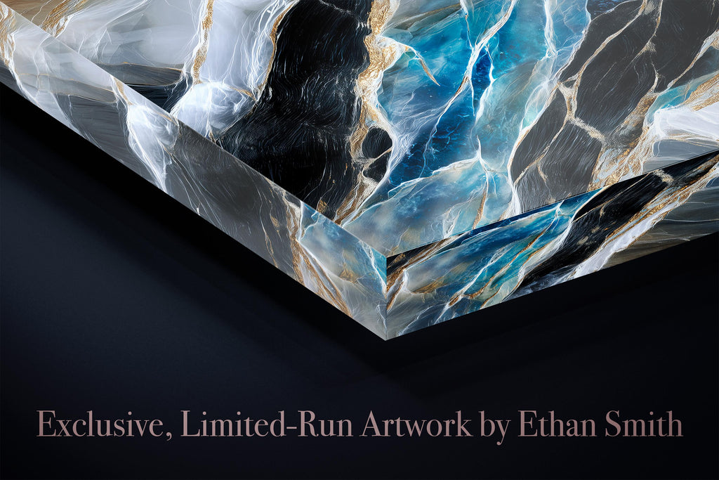 Obsidian Azure Meridian – Crystal Acrylic Wall Art for Executive Office Decor