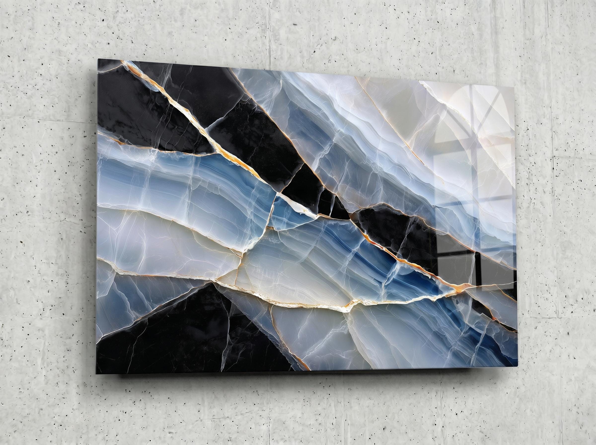 Sapphire Onyx Meridian – Crystal Acrylic Wall Art for Executive Office Decor