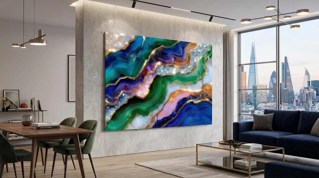 Emerald Sapphire Meridian Crystal AcrylGlass Wall Art