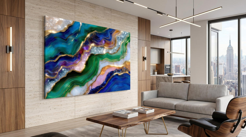 Emerald Sapphire Meridian Crystal AcrylGlass Wall Art