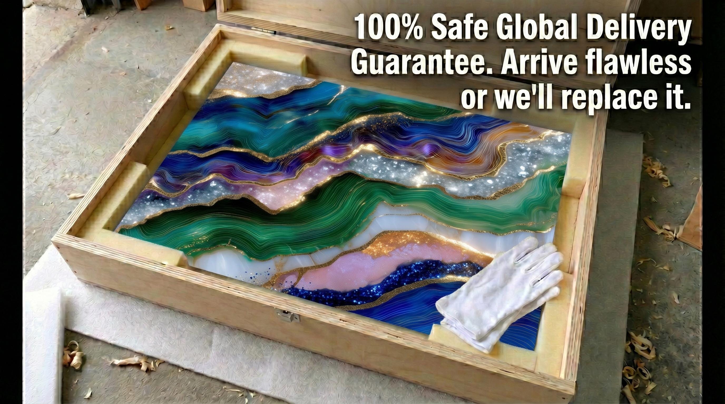 Emerald Sapphire Meridian Crystal AcrylGlass Wall Art