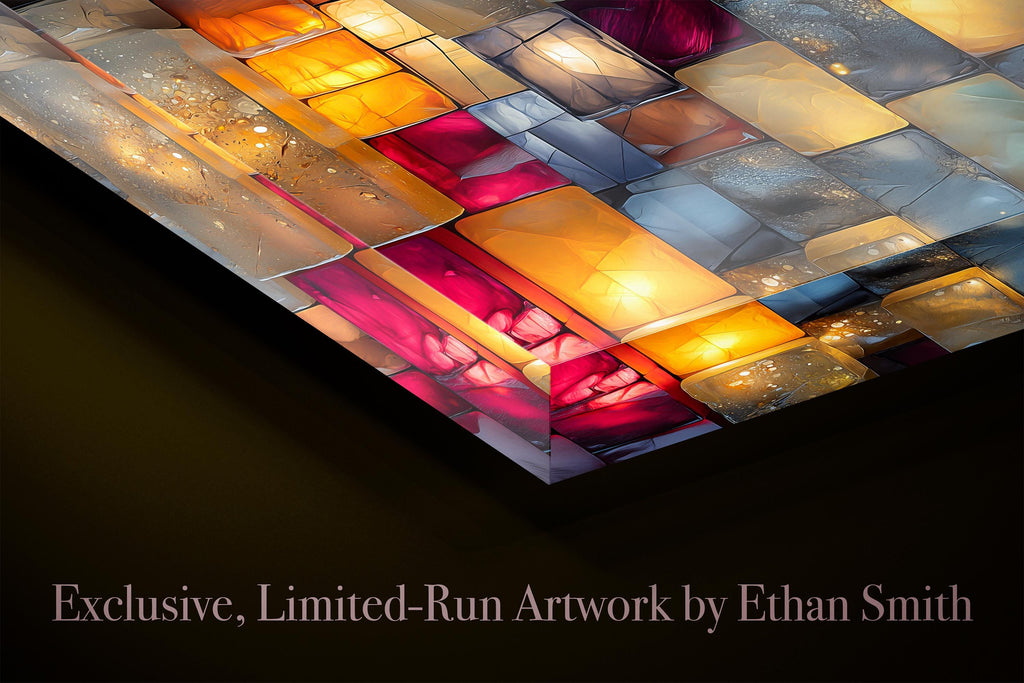 Jewel-Tone Marble Mosaic - Luxury Crystal AcrylGlass Wall Art with 3D Backlit Illusion