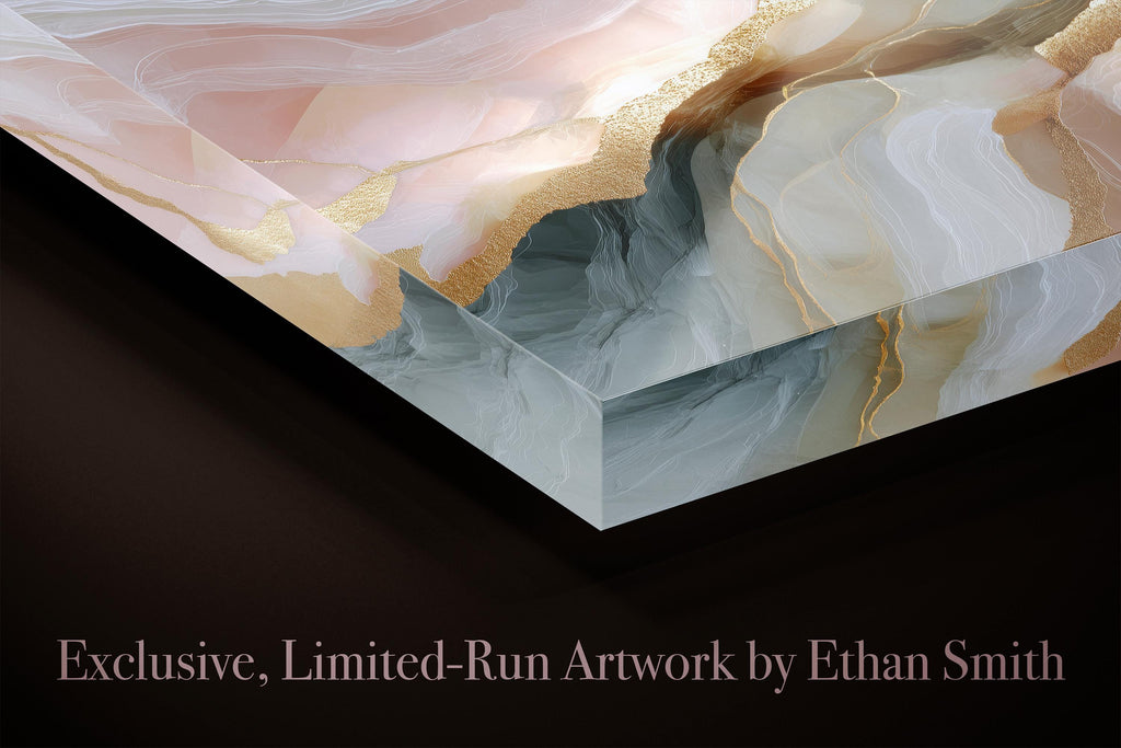 Champagne Mist Crystal AcrylGlass Wall Art, Luxury Spa and Wellness Reception Decor