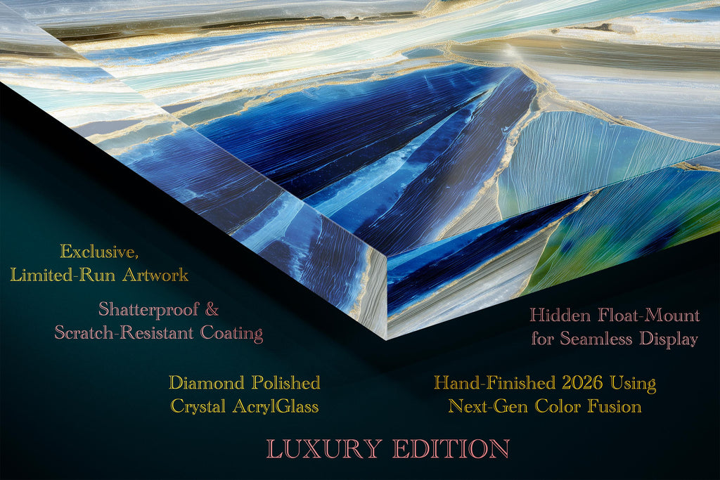 Azure Rift Crystal AcrylGlass Wall Art, Executive Office and Boardroom Decor