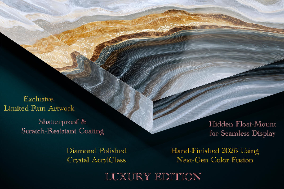 Onyx Pearl Strata Crystal AcrylGlass Wall Art, Executive Office and Boardroom Decor