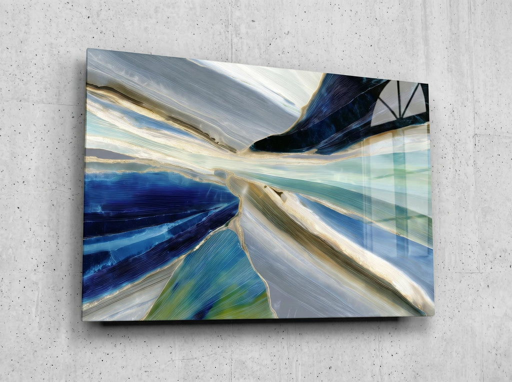 Azure Rift Crystal AcrylGlass Wall Art, Executive Office and Boardroom Decor