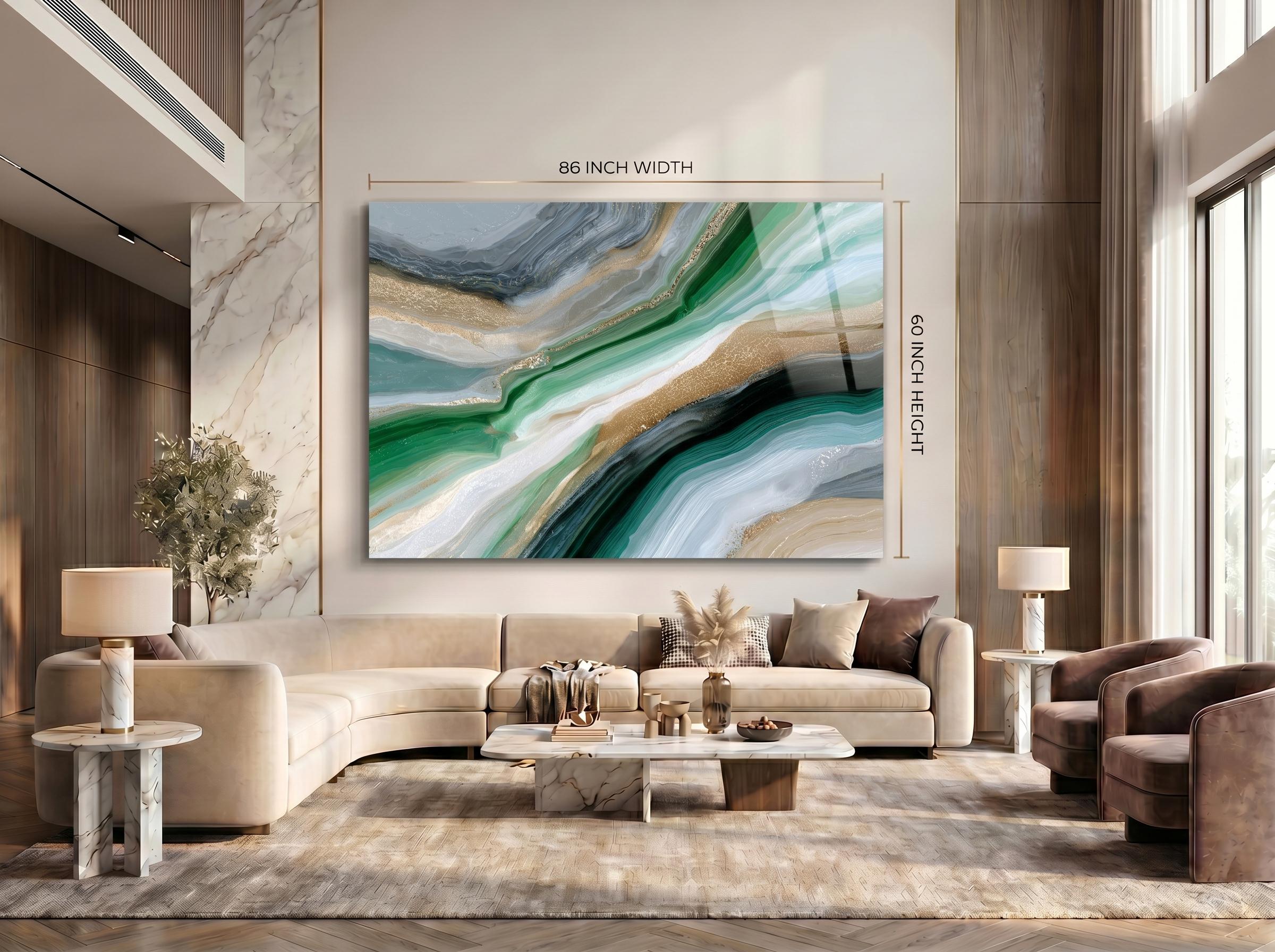 Jade Onyx Serenity Crystal AcrylGlass Wall Art, Luxury Spa and Wellness Clinic Decor