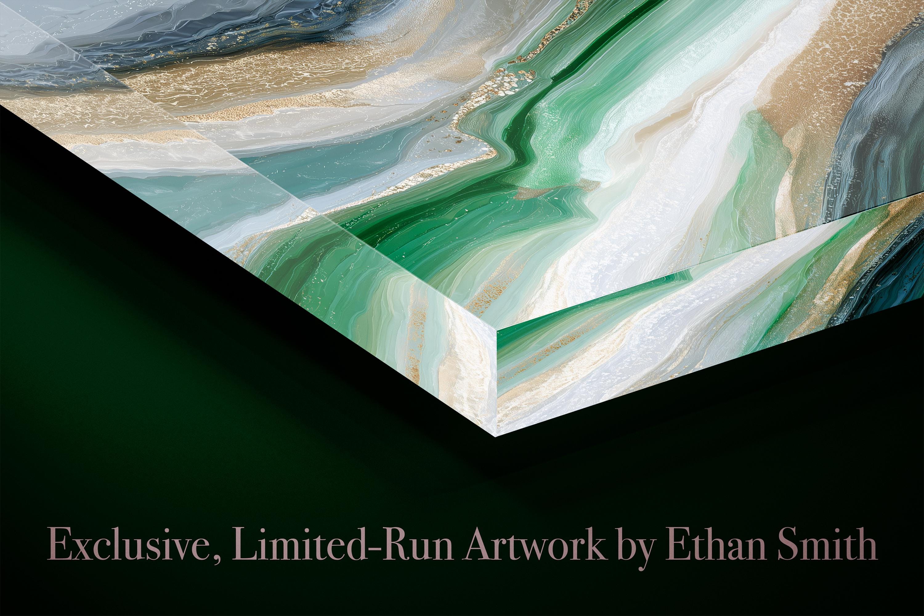 Jade Onyx Serenity Crystal AcrylGlass Wall Art, Luxury Spa and Wellness Clinic Decor