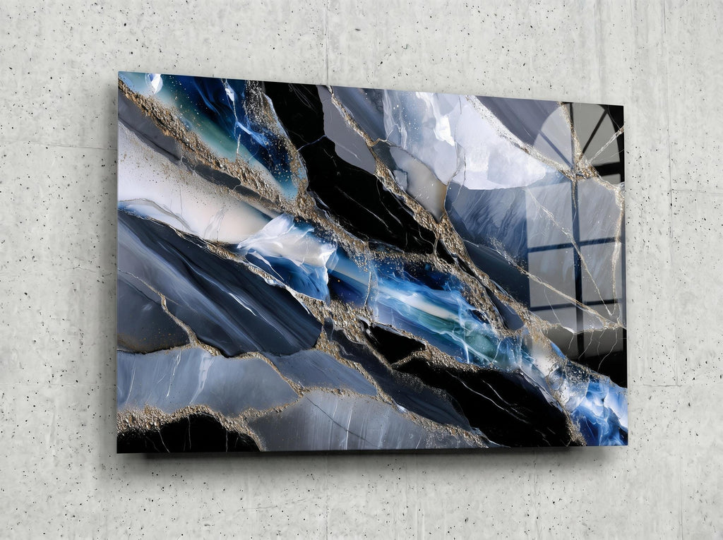 Obsidian Azure Meridian – Crystal Acrylic Wall Art for Executive Office Decor