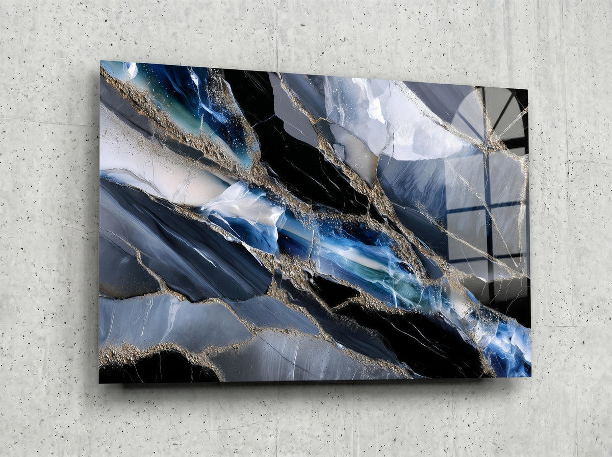 Obsidian Azure Meridian – Crystal Acrylic Wall Art for Executive Office Decor