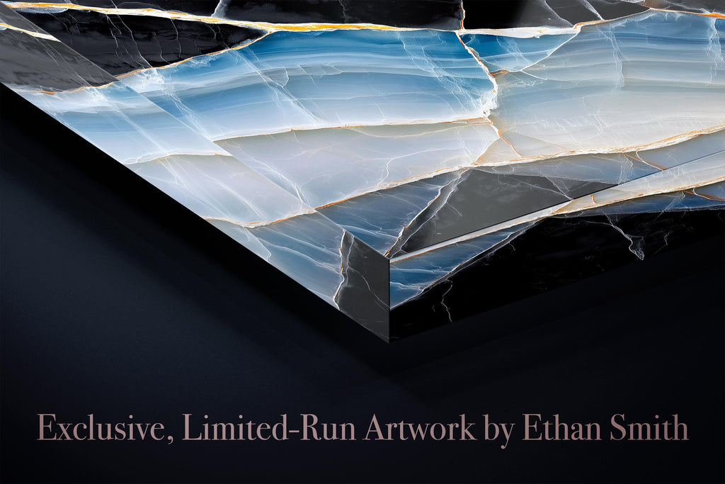 Sapphire Onyx Meridian – Crystal Acrylic Wall Art for Executive Office Decor
