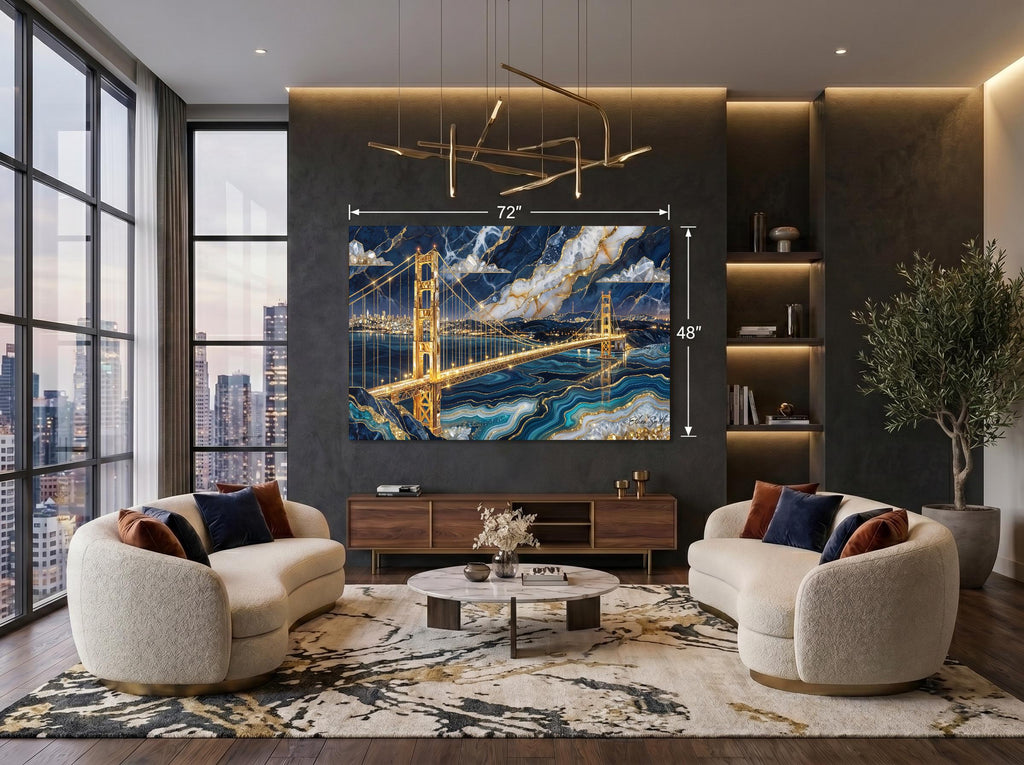 Golden Gate Bridge AcrylGlass Wall Art: Limited Edition Blue Agate 3D Effect (San Francisco)