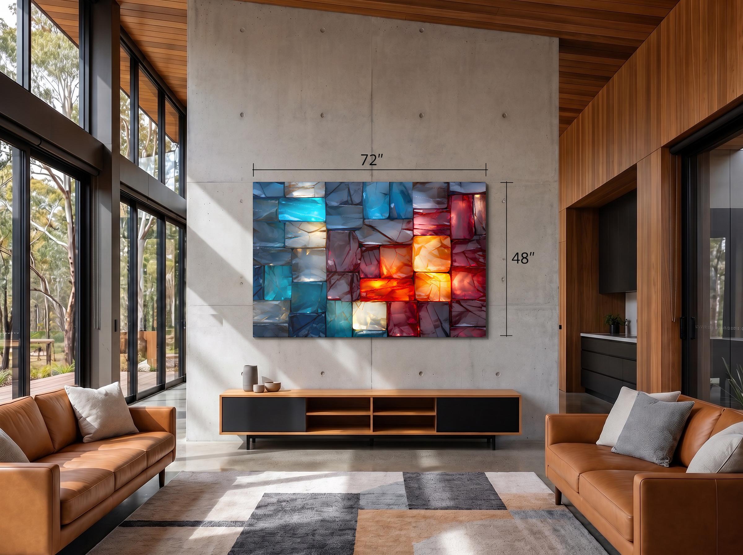 LumiRock Crystal Acrylglass Wall Art – Colorful Glass-Block Inspired Design, Luxury Statement Art