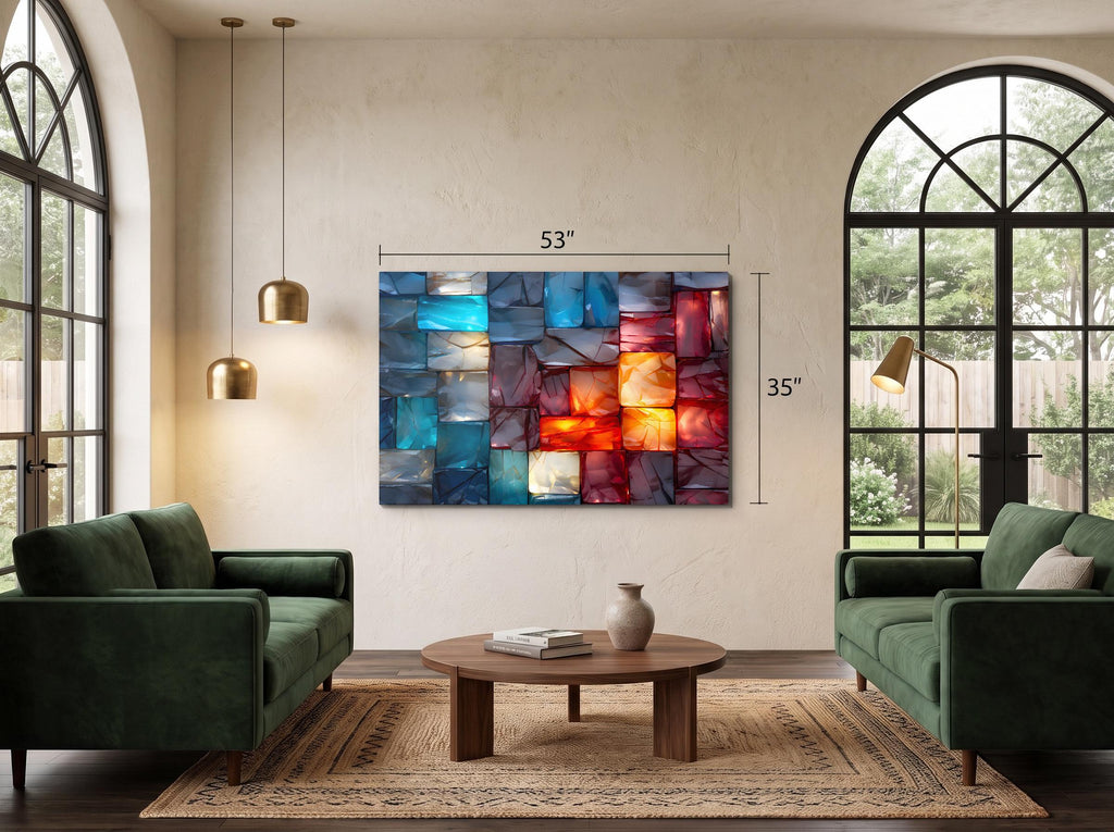 LumiRock Crystal Acrylglass Wall Art – Colorful Glass-Block Inspired Design, Luxury Statement Art